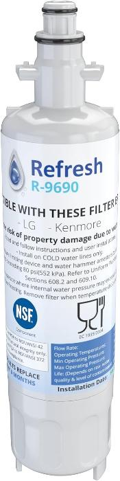 Refresh R9690 Refrigerator Water Filter Compatible with LG LT700P